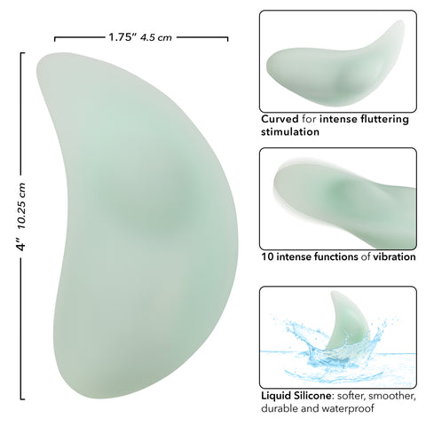 Pacifica™ Bali Curved Teaser in Mint Green Liquid Silicone with 10 Intense Functions, USB Rechargeable and Waterproof IPX7 Vibrators