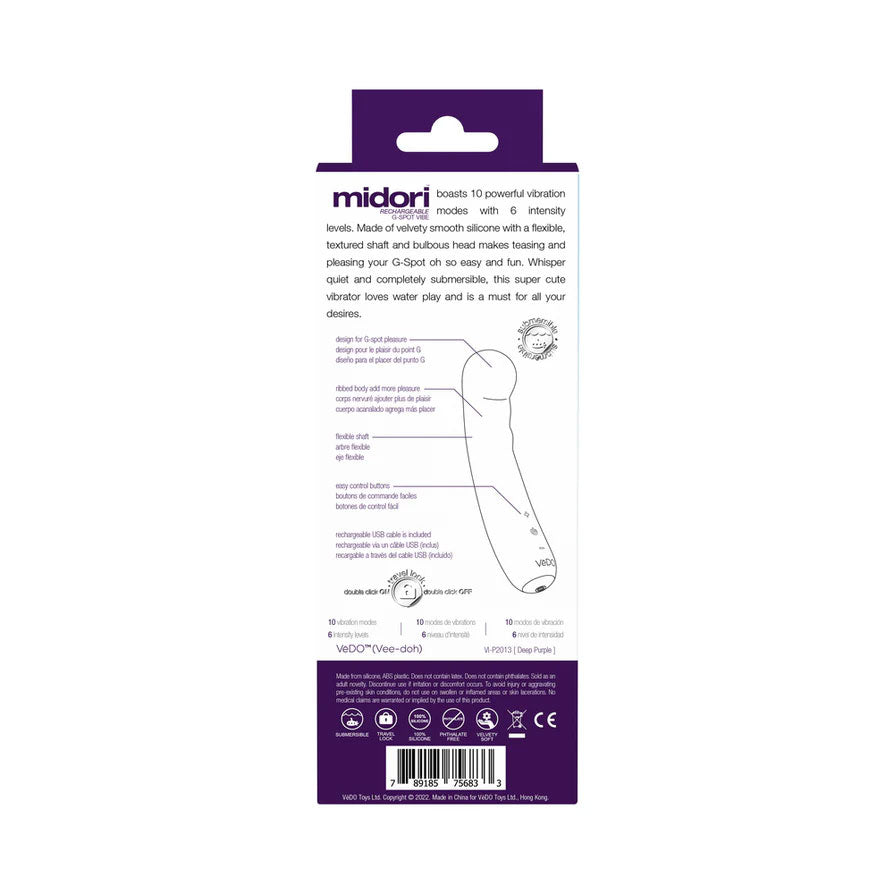 Midori G-Spot Vibrator with 10 Modes in Black Vibrators - G Spot