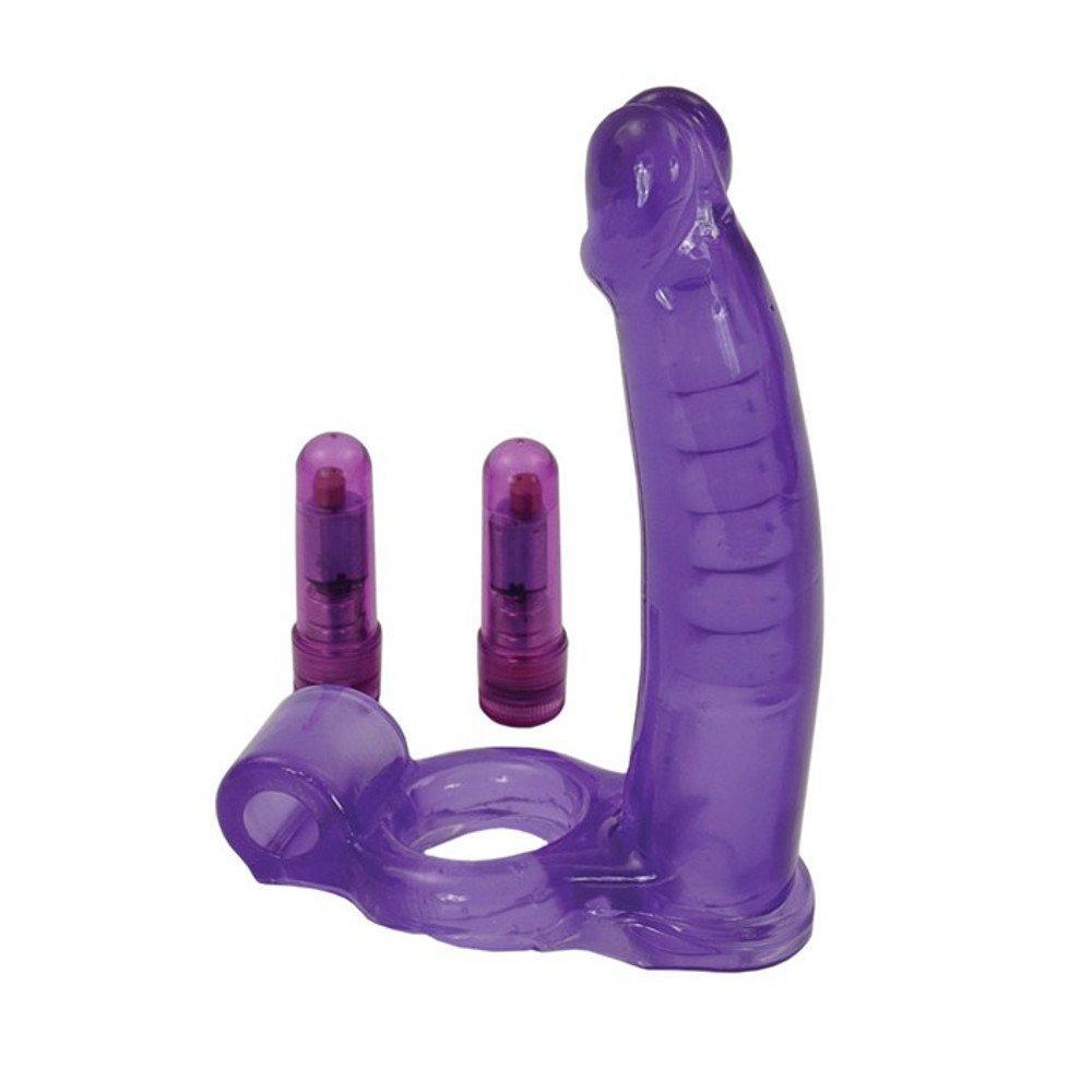 Double Penetrator Ultimate Purple Cockring with Multi-Speed Bullet > Cock Ring > Vibrating