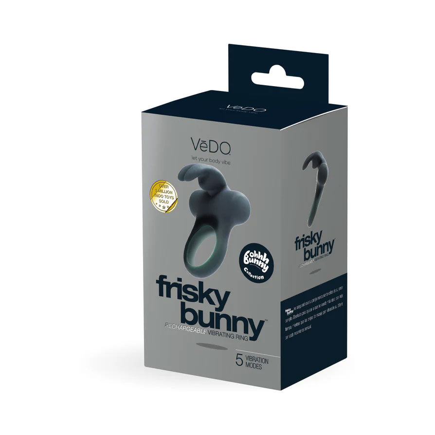 Ohhh Bunny Frisky Bunny Vibrating Ring Black Pearl Sex Toy > Cock Ring > Vibrating