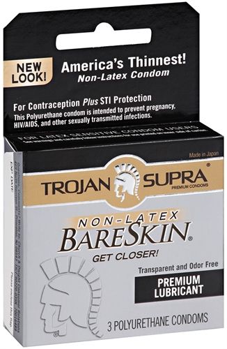 Trojan Supra Bareskin Non-Latex Ultra Thin Condoms 6 Pack Condoms