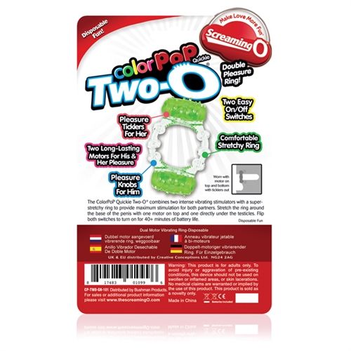 Two-O Blue Dual Vibrating Pleasure Ring for Couples Play Cock Rings Vibrating