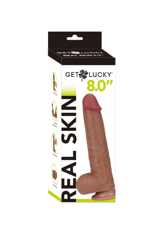 Get Lucky 8 Inch Bendable Real Skin Dildo Light Brown Brown > Dildos > Realistic Dildos