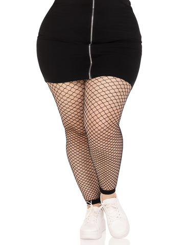 Leg Avenue Industrial Net Footless Tights Plus Size Black Black Hosiery