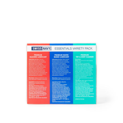 Swiss Navy Essentials Variety Pack Adult Lubricants and Cleaner > Relaxation Zone > Lubricants and Oils