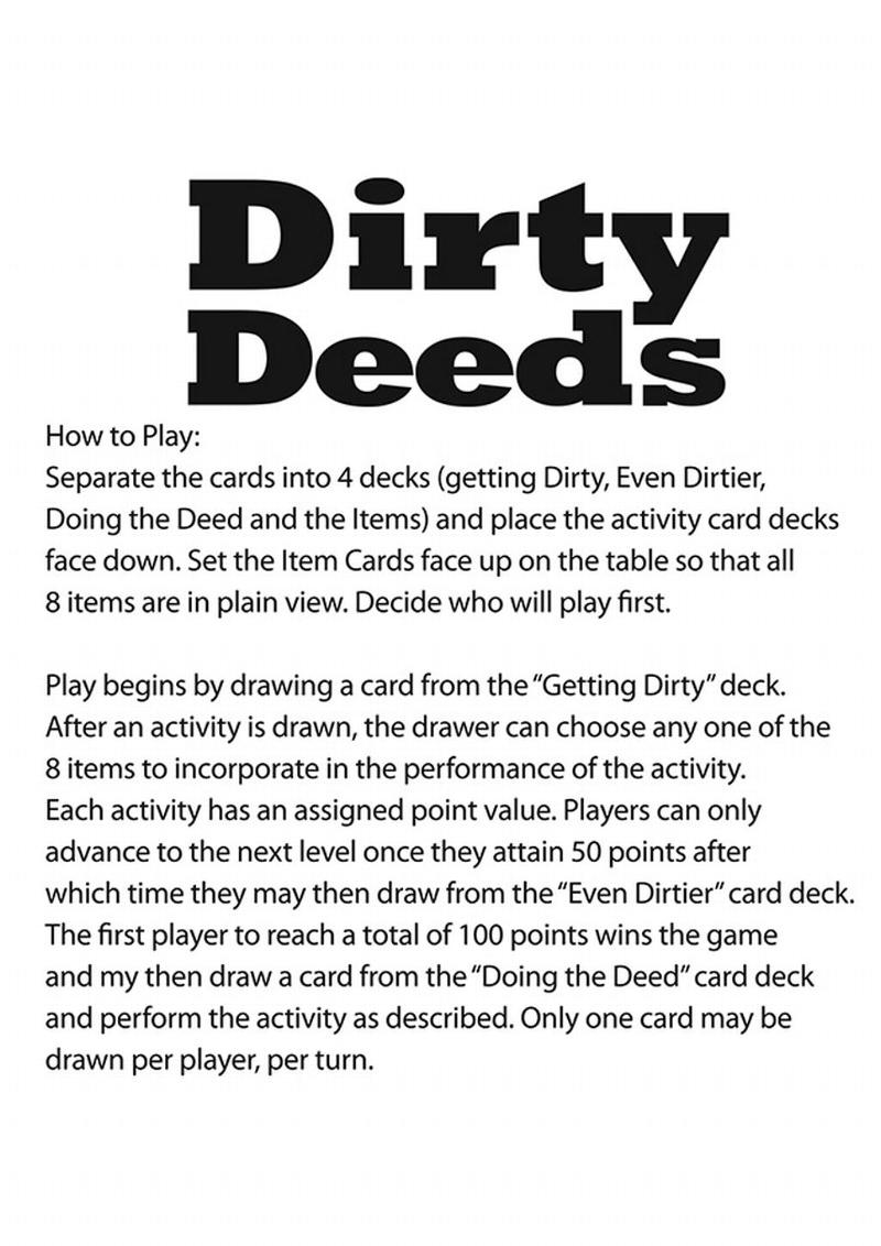 Dirty Deeds Couples Card Game – Intimate Adventure Card Game > Novelties > Card Games
