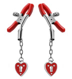 Charmed Heart Padlock Nipple Clamps with Adjustable Screw Grip Red > Sex Toys > Nipple Clamps