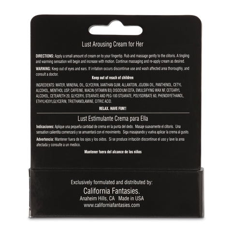 Lust Female Arousing Cream 0.5 Oz Concentrated Formula Clitoral Stimulation Cream > Essentials > Womens Enhancers