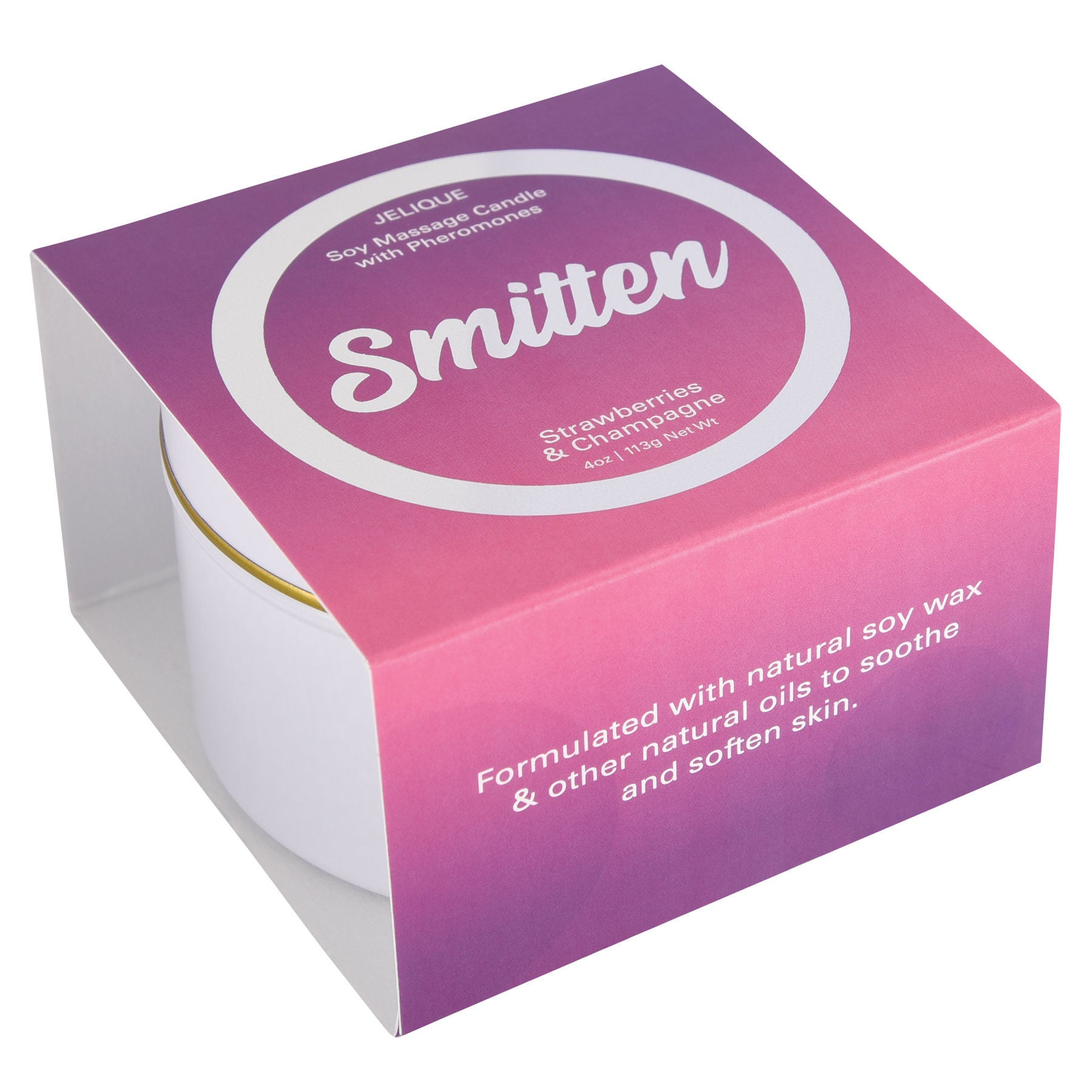 Smitten Strawberry Champagne Massage Oil Candle 4 Oz Jar Massage Candles