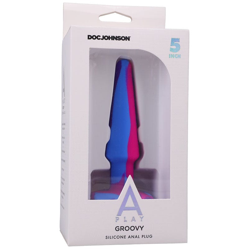Doc Johnson ANAL TOYS Coloured A-Play Groovy Silicone Anal Plug- 5 inch - Berry 782421083335