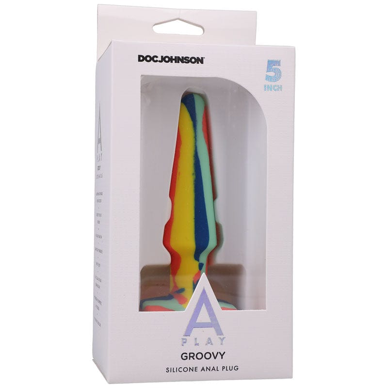 Doc Johnson ANAL TOYS Coloured A-Play Groovy Silicone Anal Plug- 5 inch - Sunrise 782421083311