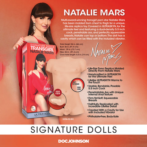 Signature Dolls TransGirl Natalie Mars Life-Size ULTRASKYN Doll with 5.5 Inch Dual Density Cock and Vibrator