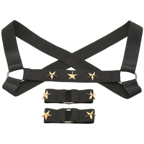 Star Boy Male Chest Harness With Arm Bands Black Small Medium Mens Harnesses