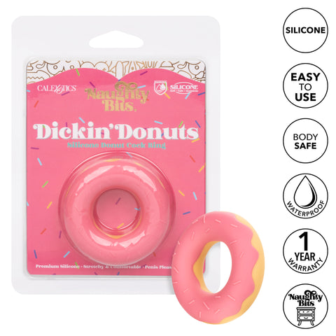 Naughty Bits Dickin Donuts Pink Silicone Donut Cock Ring Premium Stretchy Penis Enhancer Pink COCK RINGS