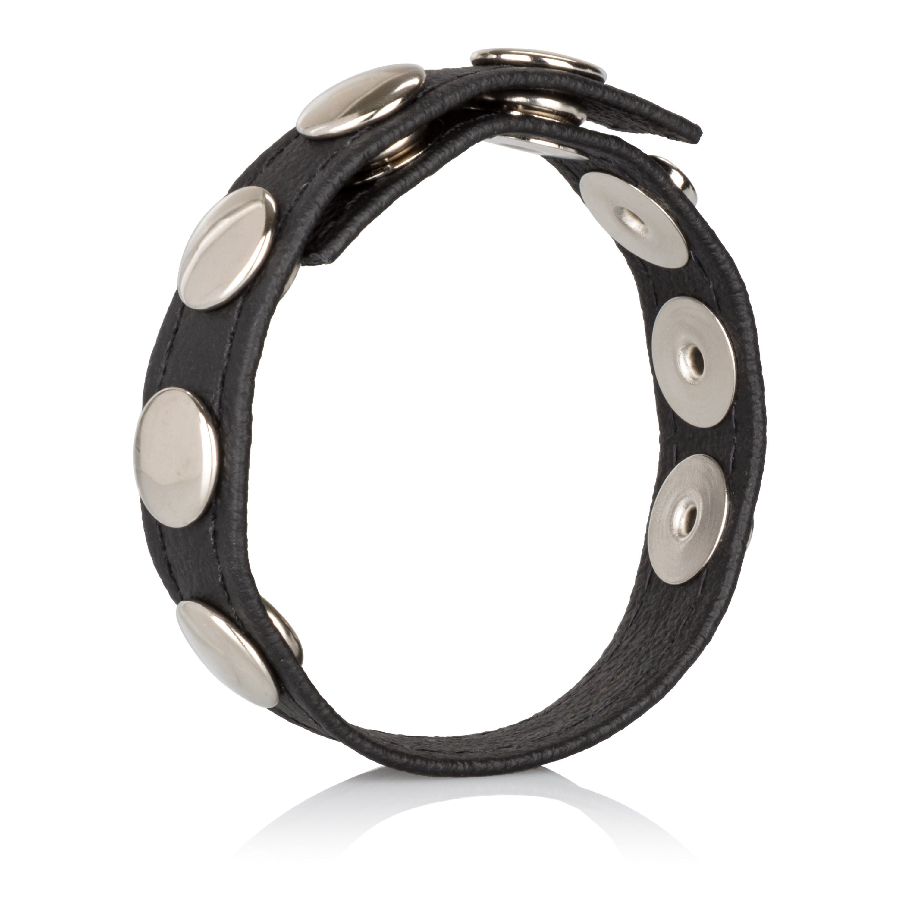 Leather Multi-Snap Adjustable Ring Strap – Leather Erection Ring Black COCK RINGS