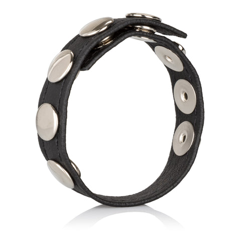 Leather Multi-Snap Adjustable Ring Strap – Leather Erection Ring Black COCK RINGS