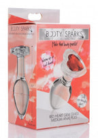 Red Heart Gem Glass Anal Plug Medium Size Smooth Tapered Toy > Glass > Toys