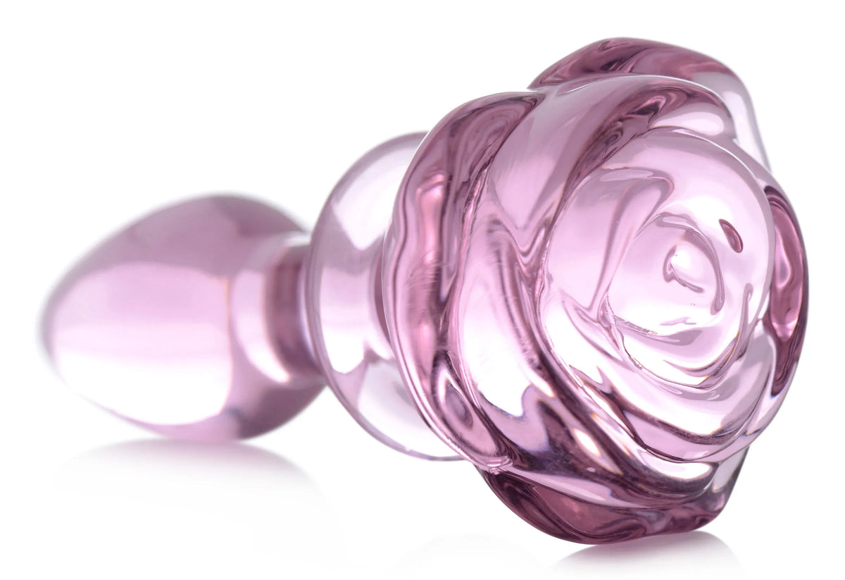Rose Floral Borosilicate Glass Anal Plug Size Small > Glass > Toys
