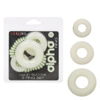 Alpha Glow-In-The-Dark Liquid Silicone 3 Ring Set in White with Multiple Sizes White > Cock Ring > Sets
