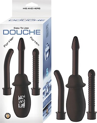 Unisex Comfortable Douche System with Three Interchangeable Tips Black Douches