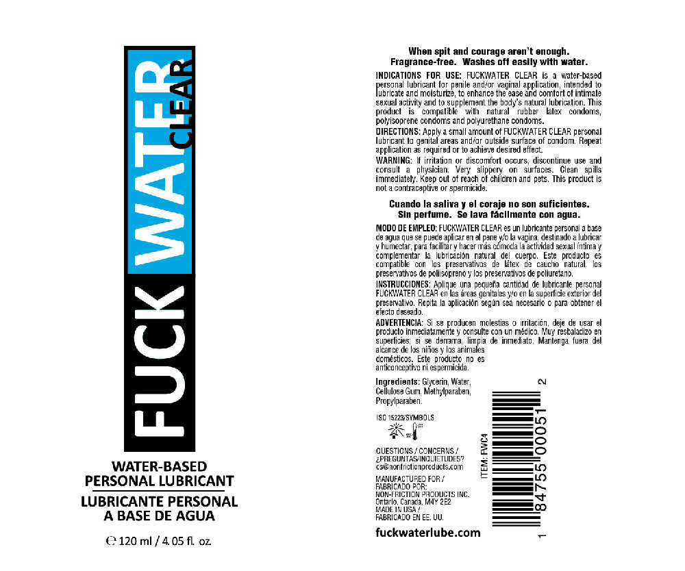 FuckWater Water Based Clear Lubricant 4oz 120ml > Lube > Speciality Exempt