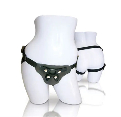 Latigo Leather Strap-On (Black) – Adjustable Leather Strap-On Harness > Dildos > Strap On Harnesses