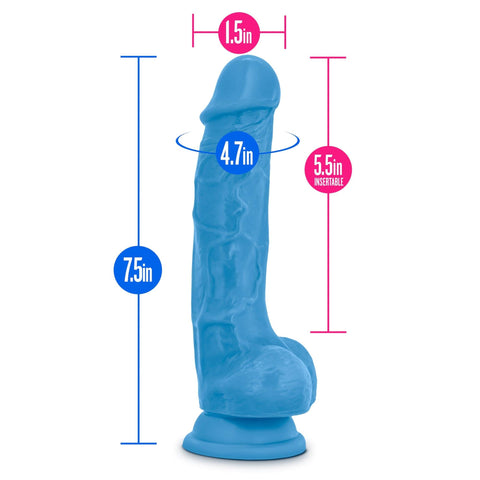 Neo Dual Density Cock With Balls 7 Inch Neon Blue Dildo DONGS
