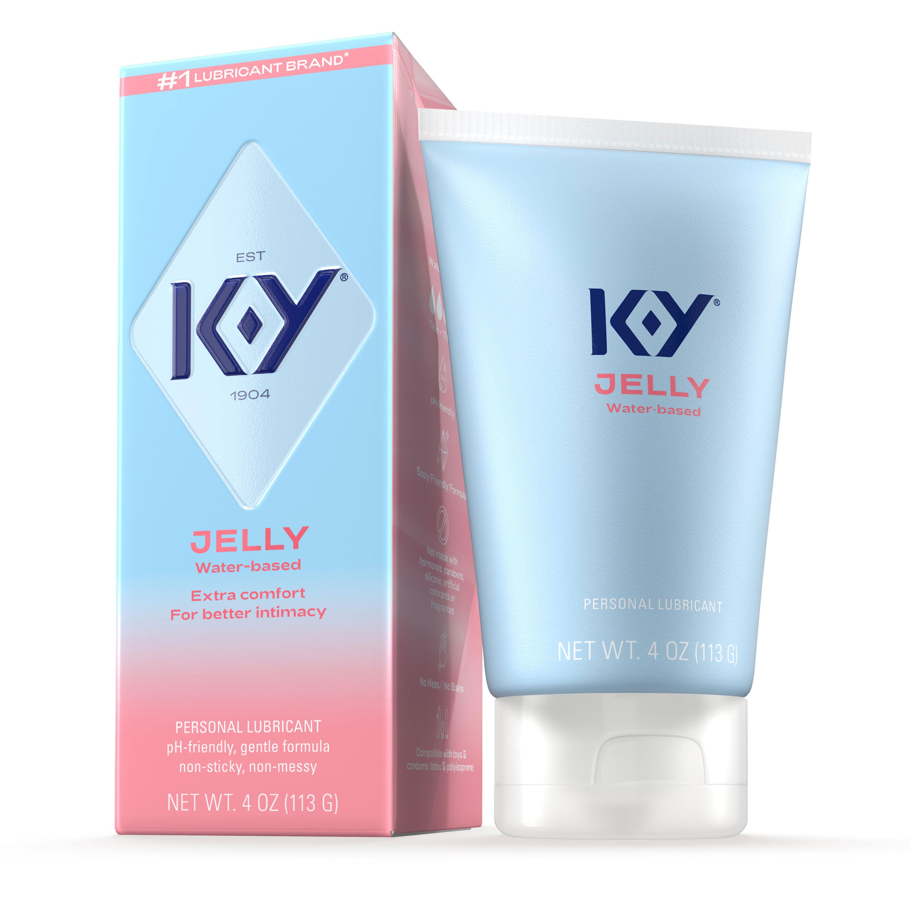 K-Y Jelly 4 Oz Water-Based Personal Lubricant Tube Large Size Water Based Lube