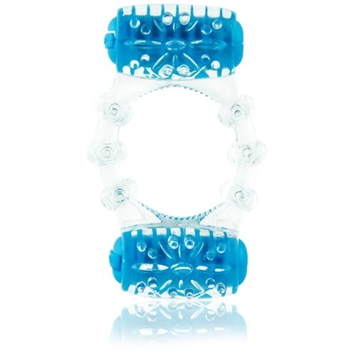 Two-O Blue Dual Vibrating Pleasure Ring for Couples Play Blue Cock Rings Vibrating