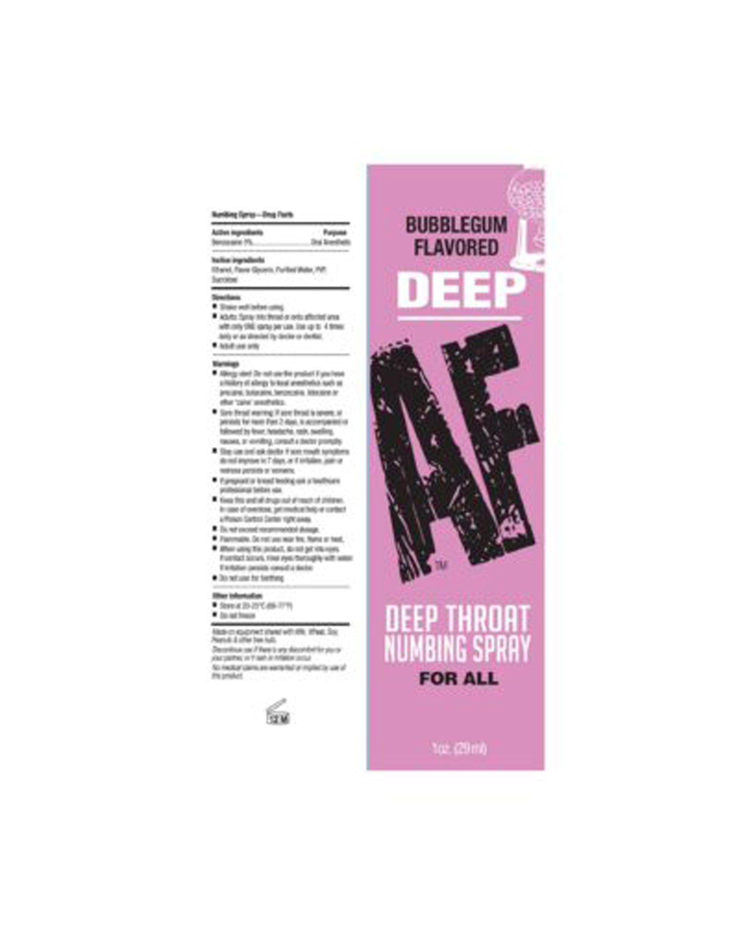 Deep AF - Bubblegum - Bubblegum Flavoured Deep Throat Spray - 29 ml Oral Gels & Sprays
