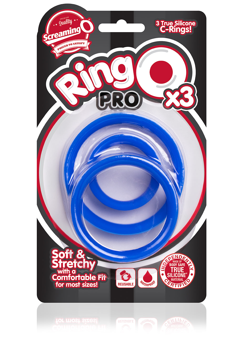 RingO Pro X3 – Durable True Silicone Cock Ring Set with Three Sizes (1.25-2.25 inch diameter) > Cock Ring > Sets