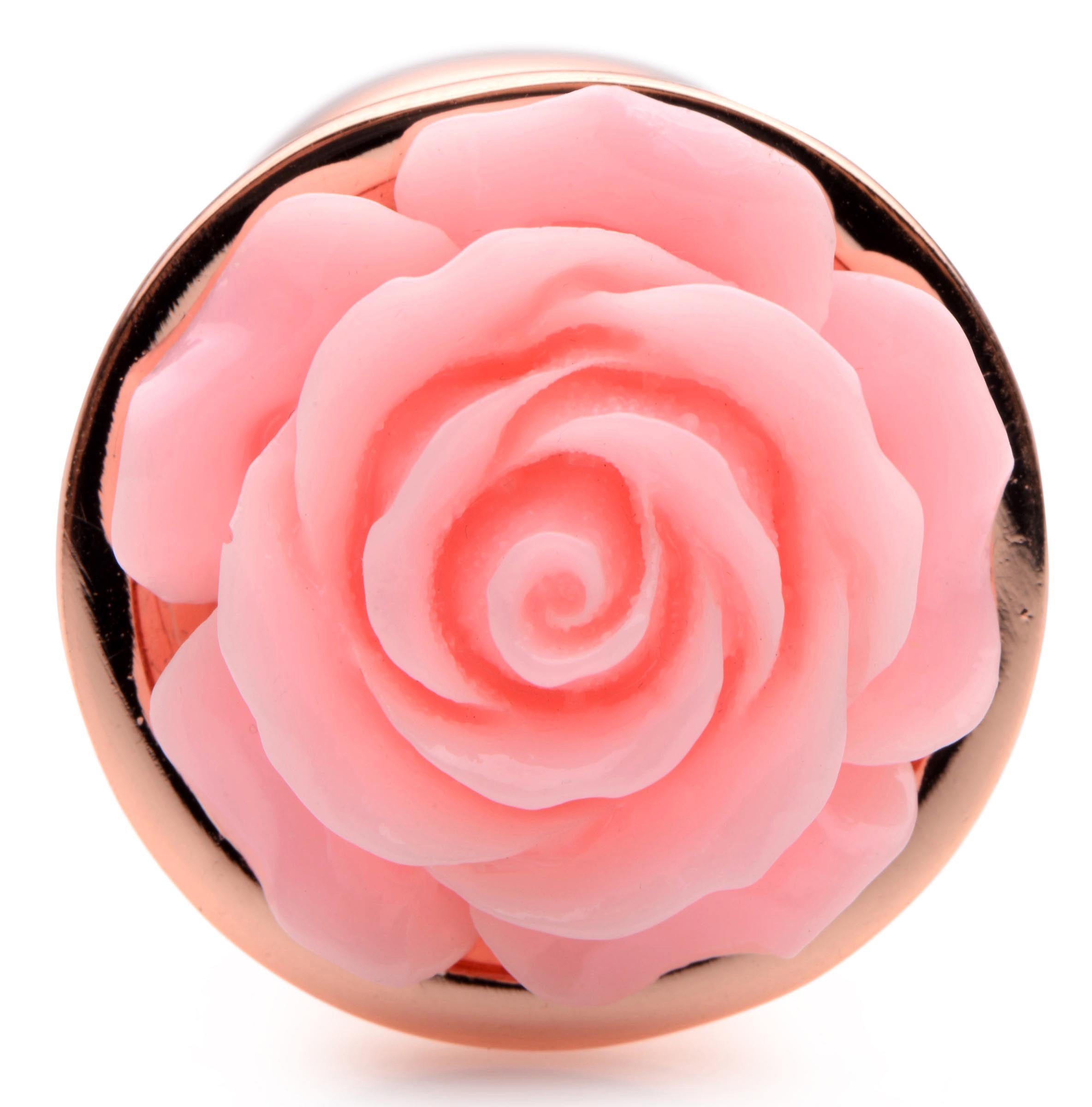 Pink Rose Gold Small Anal Plug with Delicate Flower Design > Anal Range > Jewel Butt Plugs
