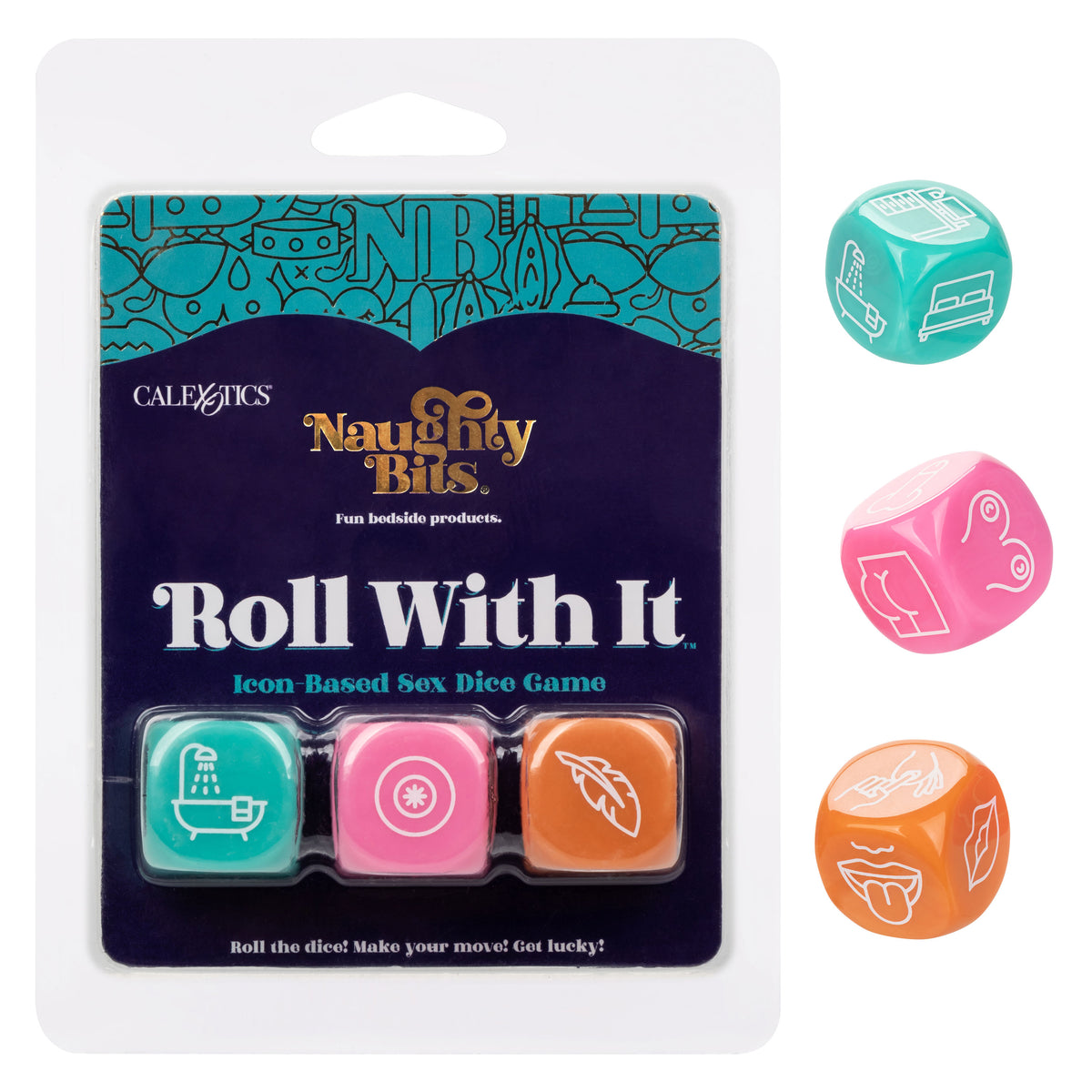 Naughty Bits Roll With It Icon Based Sex Dice Game Set with 3 Colorful Acrylic Dice > Novelties > Games