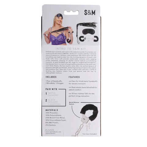 Sex & Mischief 3 Piece Intro to S&M Kit with 40 cm Whip Black > Bondage Gear > Bondage Kits