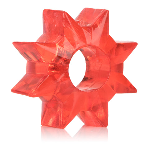 Basic Essentials 4 Pack Clear Stretchy Enhancers Sex Toys Red COCK RING Set
