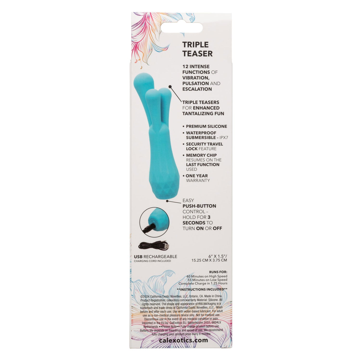 Gia Triple Teaser Blue Vibrator with 12 Functions > Vibrators > Standard Vibrators