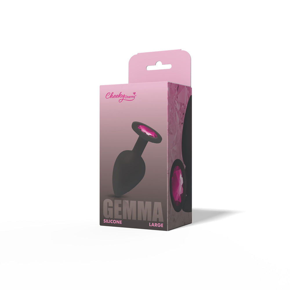Gemma 3.76 Inch Pink Gem Black Silicone Plug (Large) – Vibrant Silicone Butt Plug 3 > Anal Range > Jewel Butt Plugs