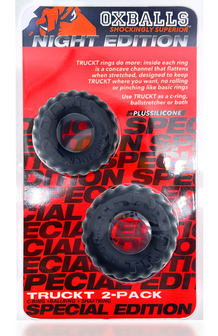Oxballs Truckt 2 Piece Cockring Plus Silicone Special Edition Night Black Black COCK RING Set