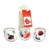 Earthly Body CANDLES Edible Massage Candle Threesome - Cherry, Strawberry & Melon Flavoured Candles - 3 Pack 879959002300
