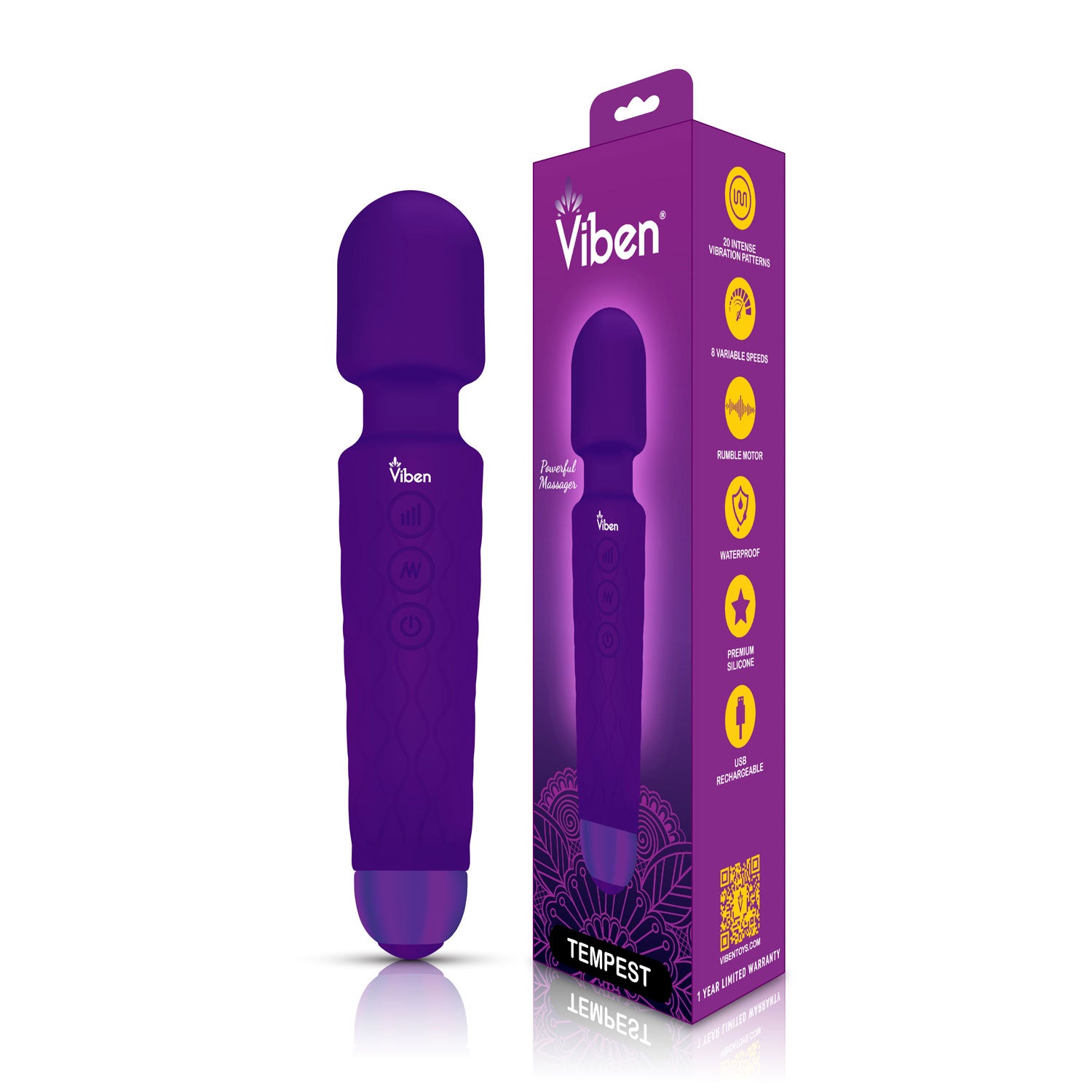 Viben Tempest Travel Wand Massager in Violet Electric Massager