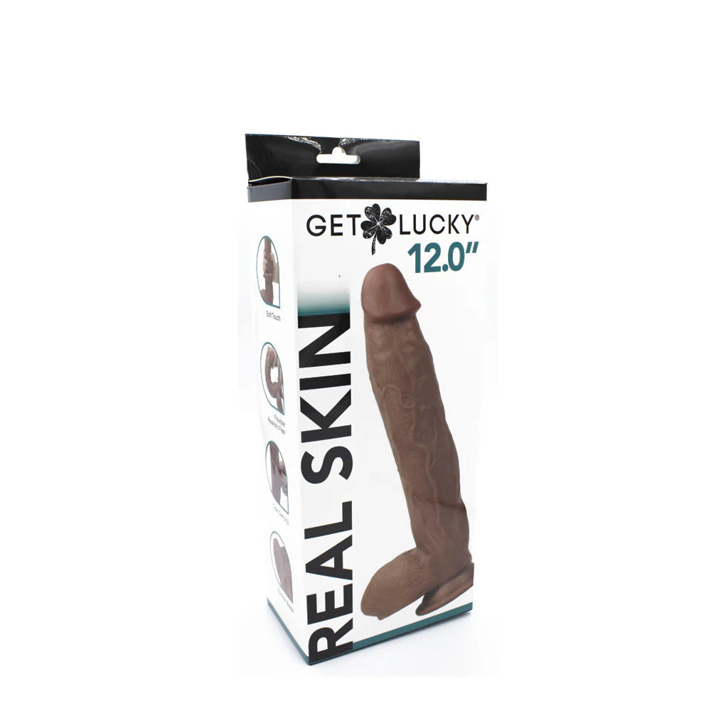Real Skin 12 Inch Dual Layer Light Brown – Lifelike Dual Density Dildo > Dildos > Large Dildos