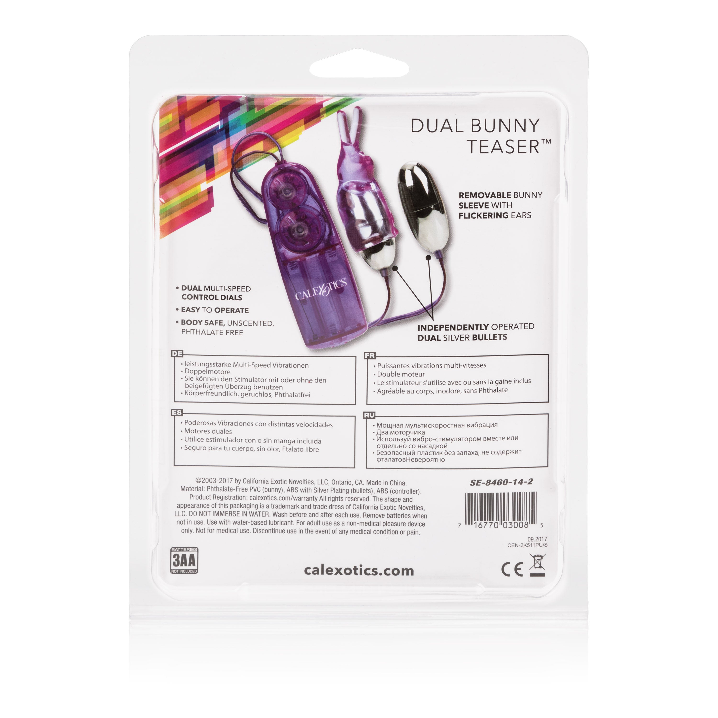 Dual Bunny Teaser Purple Clitoral Vibrator With Remote Control BULLETS