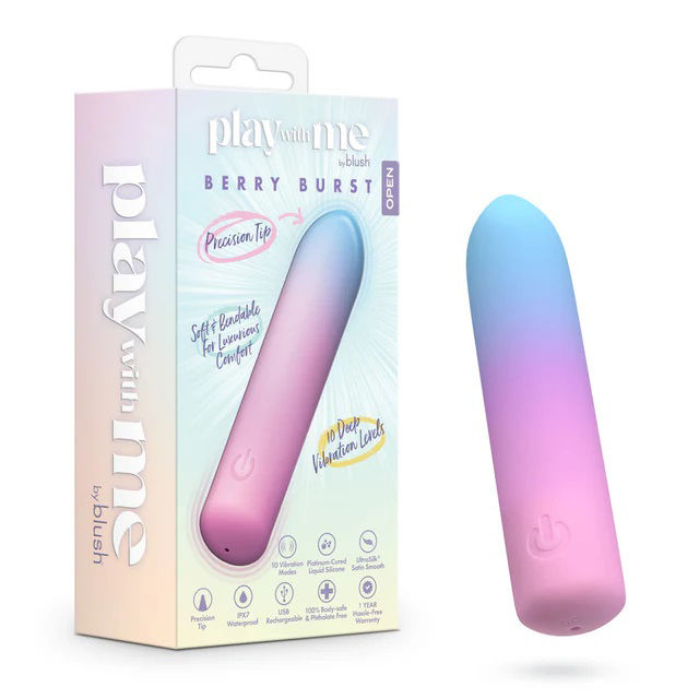 Play With Me Berry Burst Petite Vibrator with 10 Modes Quiet Multi BULLETS