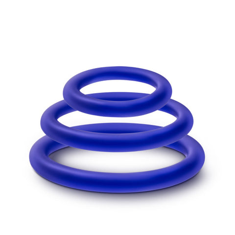 Performance Silicone Cock Ring 3 Pc Set Indigo for Stamina COCK RING Set