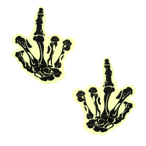 Glow In The Dark Skeleton Hand Nipple Cover Pasties Set Pasties