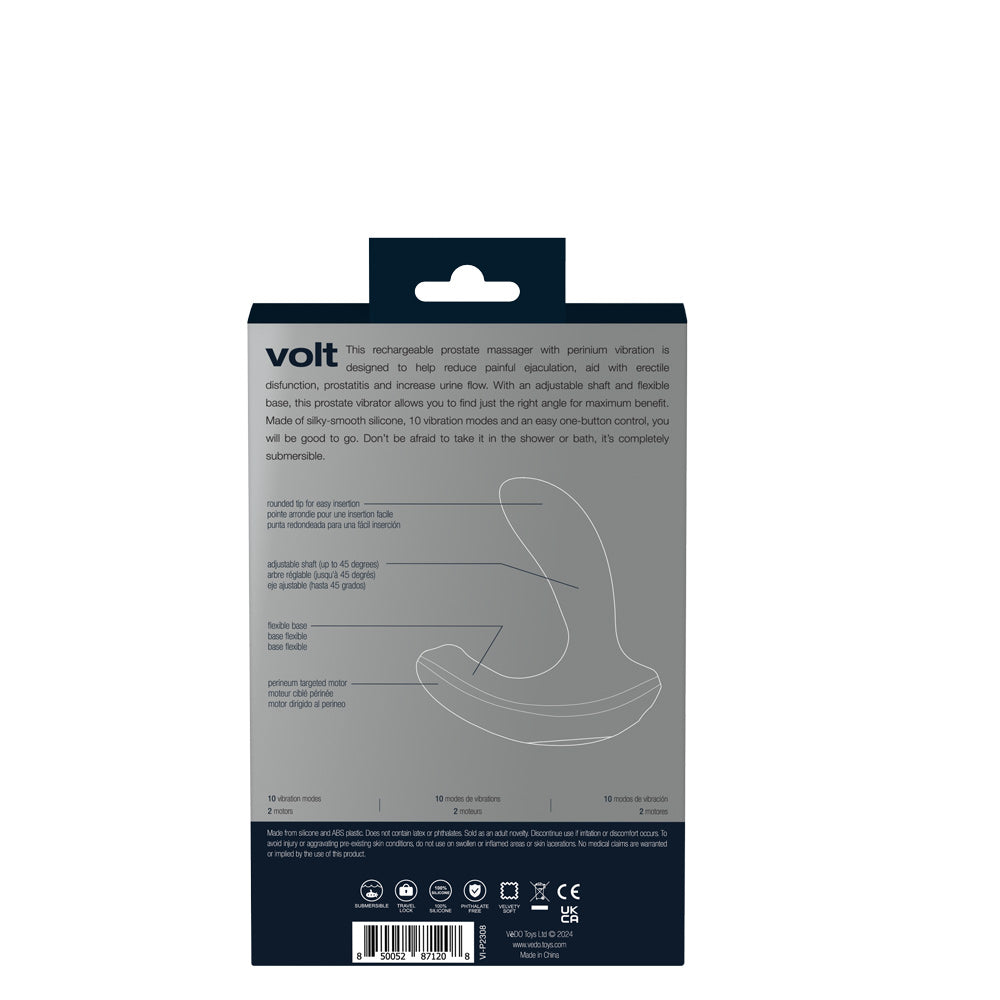 Volt Prostate Massager with Perineum Vibration Black > Anal Range > Prostate Plugs