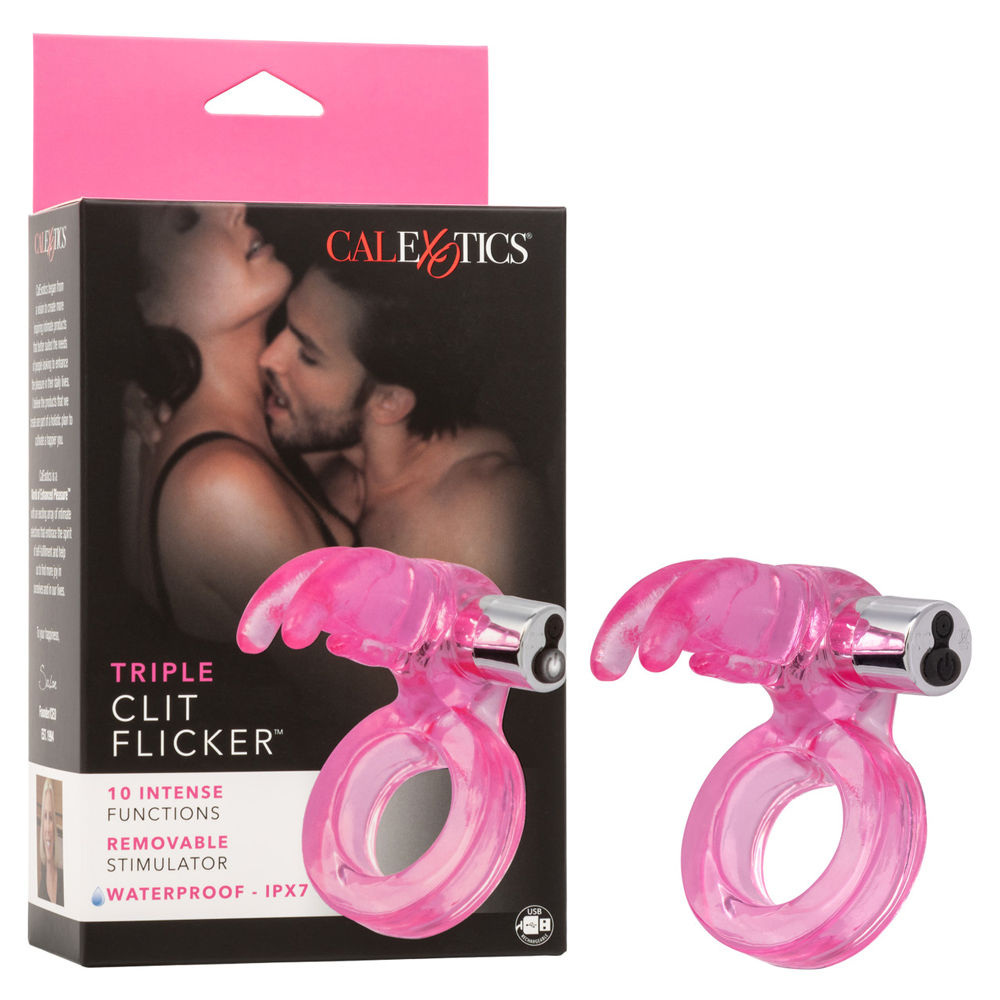 Triple Clit Flicker Rechargeable Adult Intimacy Vibrator Toy Cock Rings Vibrating