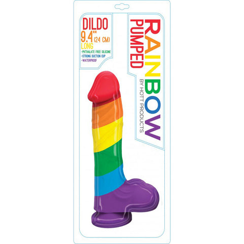 Pumped Rainbow Silicone Dildo with Contoured Smooth Shape Rainbow DONGS