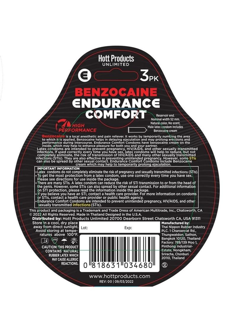 Endurance Comfort - Benzocaine Condoms - 3 Pk > Essentials > Condoms