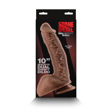 Shane Diesel Dual Density Realistic Silicone Dildo Brown 10 Inch Dongs Realistic
